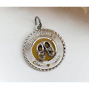 Textured Hand Carved Godmother Sterling Silver 925 Vintage Pendant | Charm